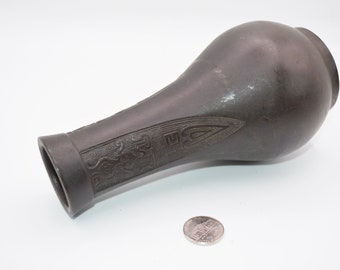 Meiji Period Japanese Incised Carved Bronze Vase