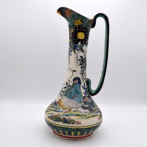 Unusual Japanese Ewer with Satsuma Glaze, Ko-Kutani Colors