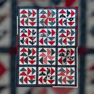 Handmade Baby Quilt 37 x 45, Patriotic Red, White & Blue Baby Shower Gift, Stars and Stripes Snuggles Americana Nursery Décor Gender Neutral
