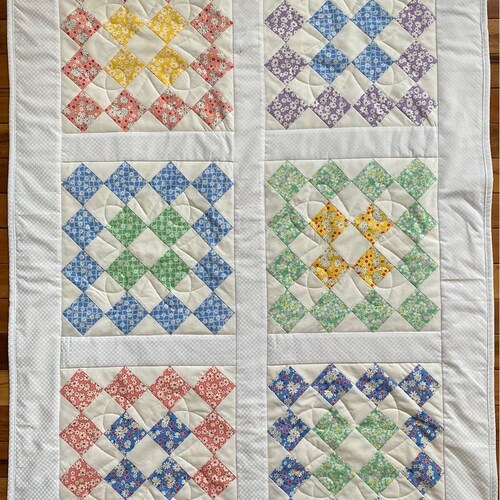 Baby Quilt, Handmade Baby Quilt Girl ,Pink & White Flannel, Baby Shower Gift, 31