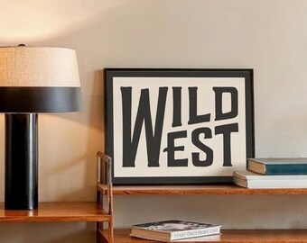 Enseigne vintage Far West : typographie ranch moderne et décoration de bureau masculine d'archives