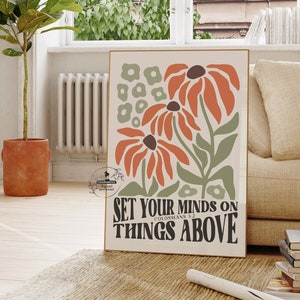 Retro Floral Bible Verse Art Vintage Flower Market Poster Colorful Christian Artwork Scripture Print