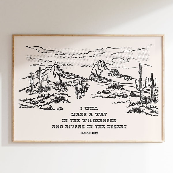 Western Christian Artwork Western Home Decor Desert Landscape Scenery Art Isaiah Bible Verse Wall Art Wild Wild West Rustic Christian Art