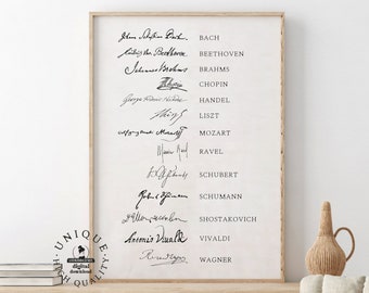 Classical Music Composer Signatures Print Piano Music Room Decor Teacher Studio Art