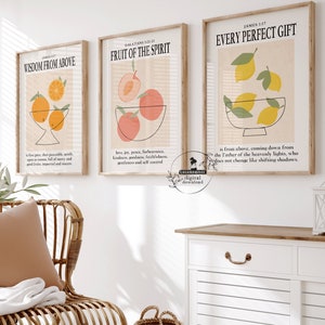 3er-Set Küchendrucke Moderne Bauernhaus Küche Wandkunst Christliche Kunstwerk Bibel Vers Dekor Obstmarkt Esszimmer Schrift Galerie Set