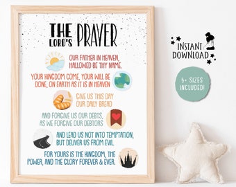 Christian Education, Sunday Bible School Learning kids Homeschool Decor, Lords Our Father Prayer, Church Classroom, Biblical Scripture Verse