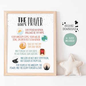 Christian Education, Sunday Bible School Learning kids Homeschool Decor, Lords Our Father Prayer, Church Classroom, Biblical Scripture Verse