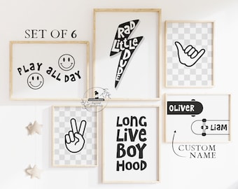 Personalized Boys Nursery Name Sign Rad Little Dude Skateboard Art Toddler Room Decor Prints