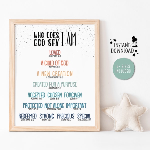 Identity In Christ, Christian Education Kids Affirmations, Sunday Bible School Learning kids Church Classroom Decor, Bible Scripture Verse