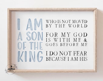 Son of the King Blue Christian Nursery Print Bible Verse Crib Scripture Baby Boy Shower