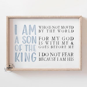 Son of the King Blue Christian Nursery Print Bible Verse Crib Scripture Baby Boy Shower
