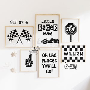 Boys Room Decor Baby Gallery Cars Wall Art Race Car Bedroom Personalized Sports Car Theme Nursery Custom Name Sign Racing Transportation Art