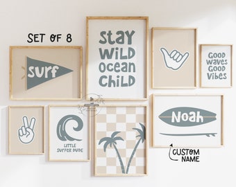 Boys Surf Nursery Decor Boho Beach Custom Surfboard Little Surfer Dude Coastal Playroom