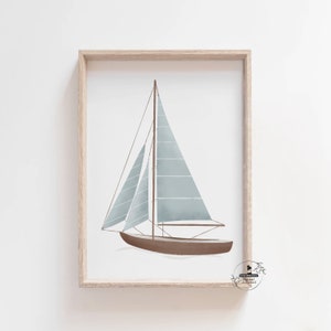 Nautical Boys Nursery Wall Art Coastal Sailboat Print Vintage Baby Boy Nursery Decor Blue Travel Kids Room Decor Sailing Art Beach Printable