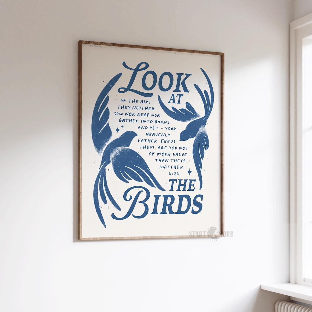 Look at the Birds Matthew 6:26 Bible Verse Wall Art – Botanical ...