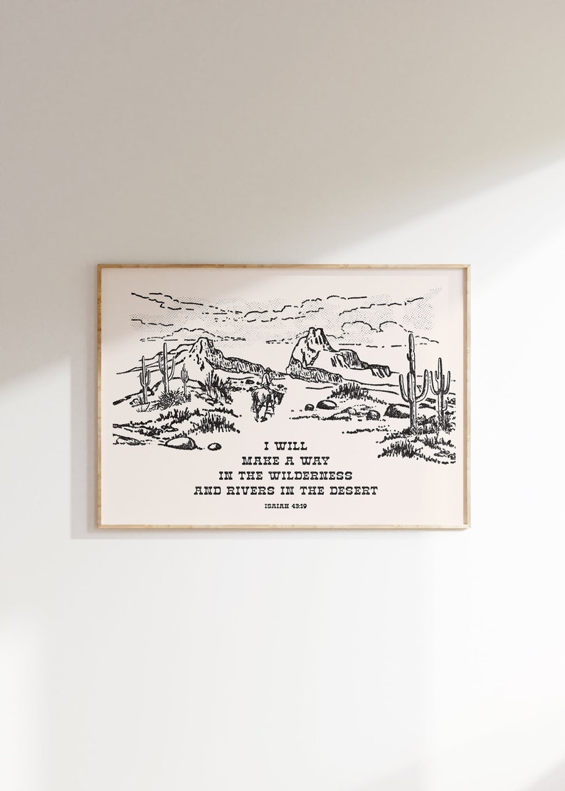 Western Christian Artwork Western Home Decor Desert Landscape Scenery Art Isaiah Bible Verse Wall Art Wild Wild West Rustic Christian Art