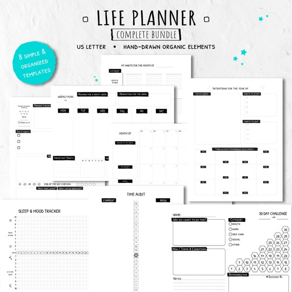 Daily Life Planner Journal Printable Goal Setting Weekly Etsy