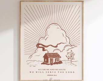 Impression d'art chrétien occidental Ma maison servira le Seigneur Josué 24 Décoration biblique Écriture