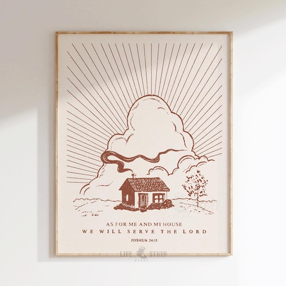 My House Will Serve the Lord Western Christian Art Print Joshua 24 Scripture Bible Decor