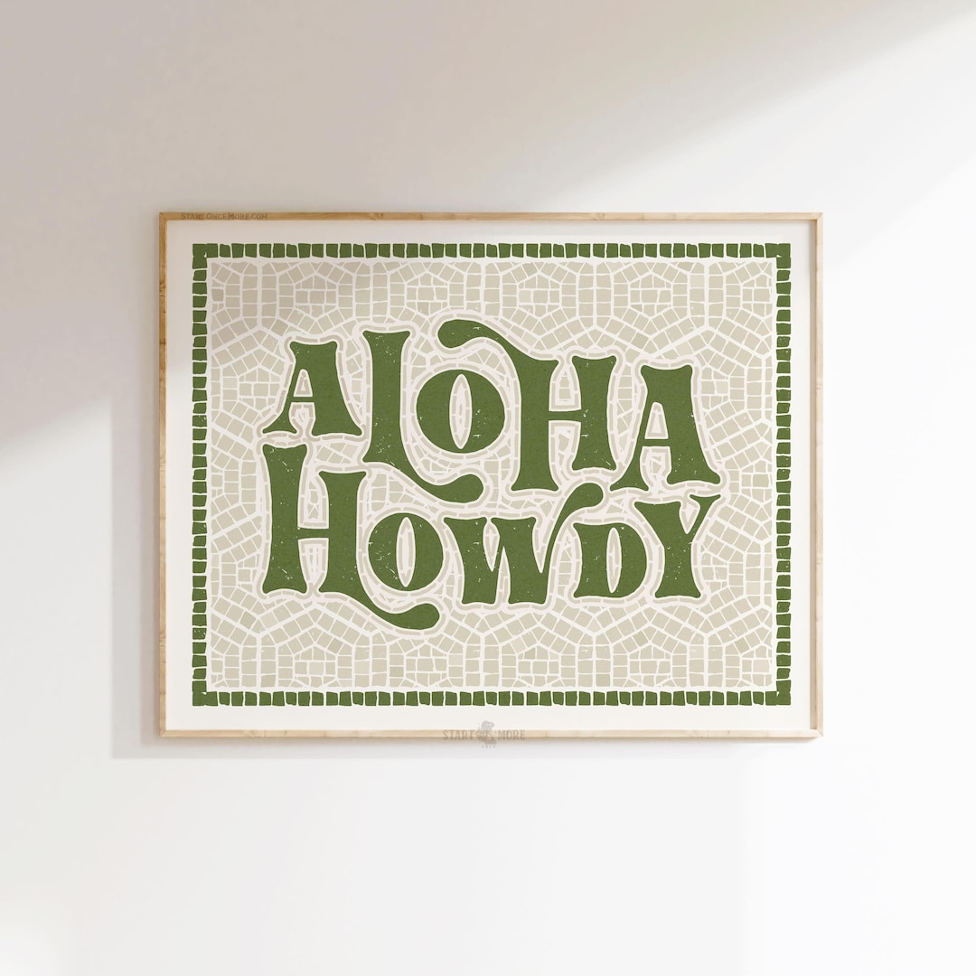 Aloha Howdy Print Eclectic Coastal Cowgirl Wall Art Western Tile ...