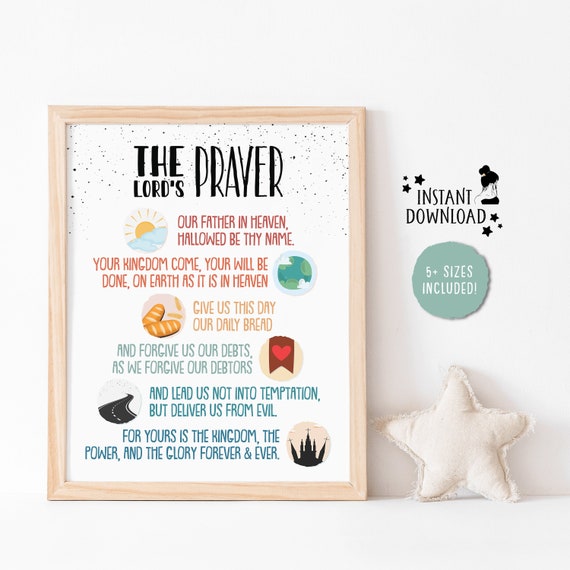 Lords Our Father Prayer Christian Homeschool Decor Sunday Bible School Education Kids Scripture Verse
