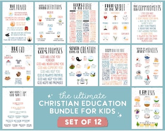 Ten Commandments Wall Art Sunday School Decor Bible Books Catholic Christian Classroom Kids Posters