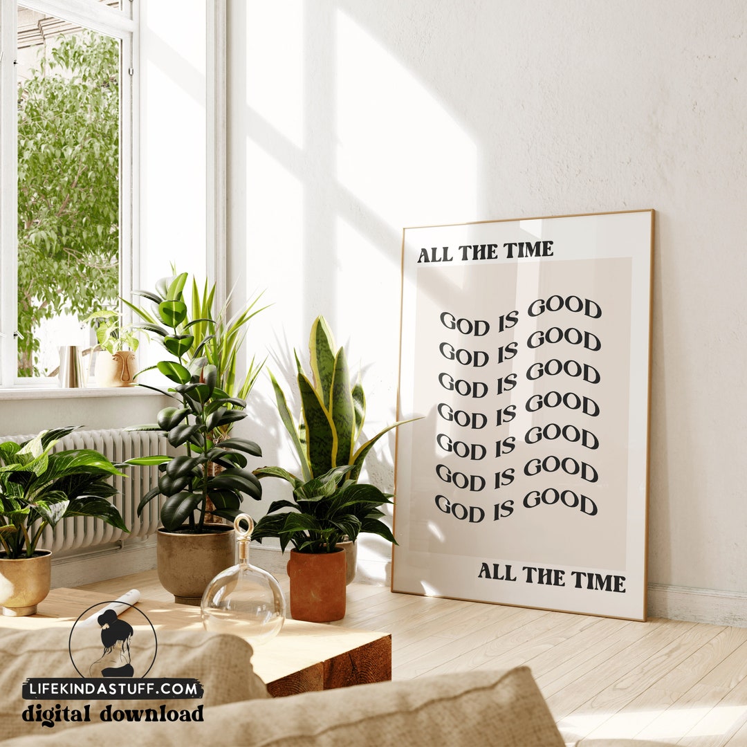 Modern Christian Wall Art Print, God is Good, Christian Aesthetic Art