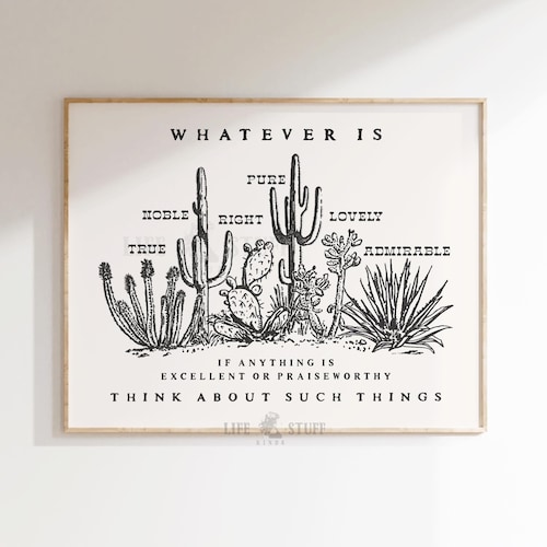 Desert Cactus Bible Verse Print Southwestern Christian Landscape Scripture Wall Art Philippians Artwork