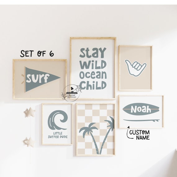Boho Surf Nursery Decor Beach Gallery Boys Room Decor Baby Boy Ocean Prints
