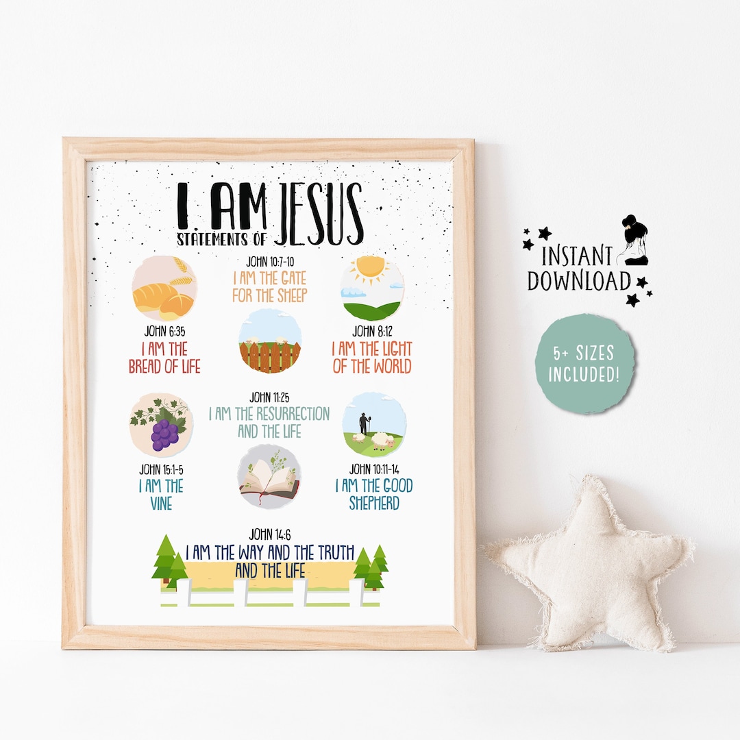 Jesus' I Am Statements, Sunday Bible School Learning, Christian