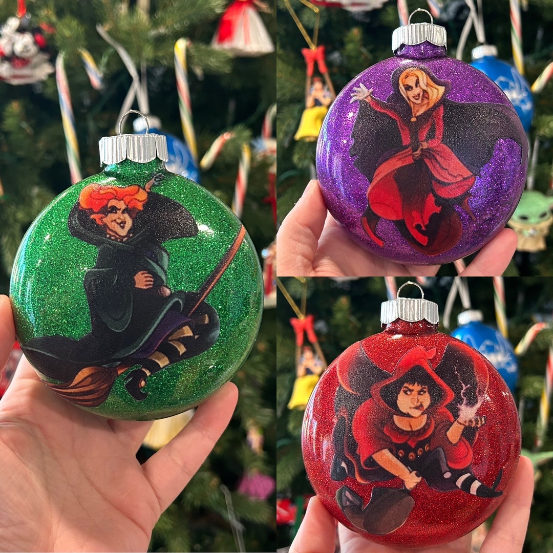 Handmade hocus Pocus Christmas Ornaments Fabric on Glass, See Details Etsy