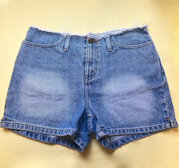 Y2K Raw Hem Waistband Denim Shorts 