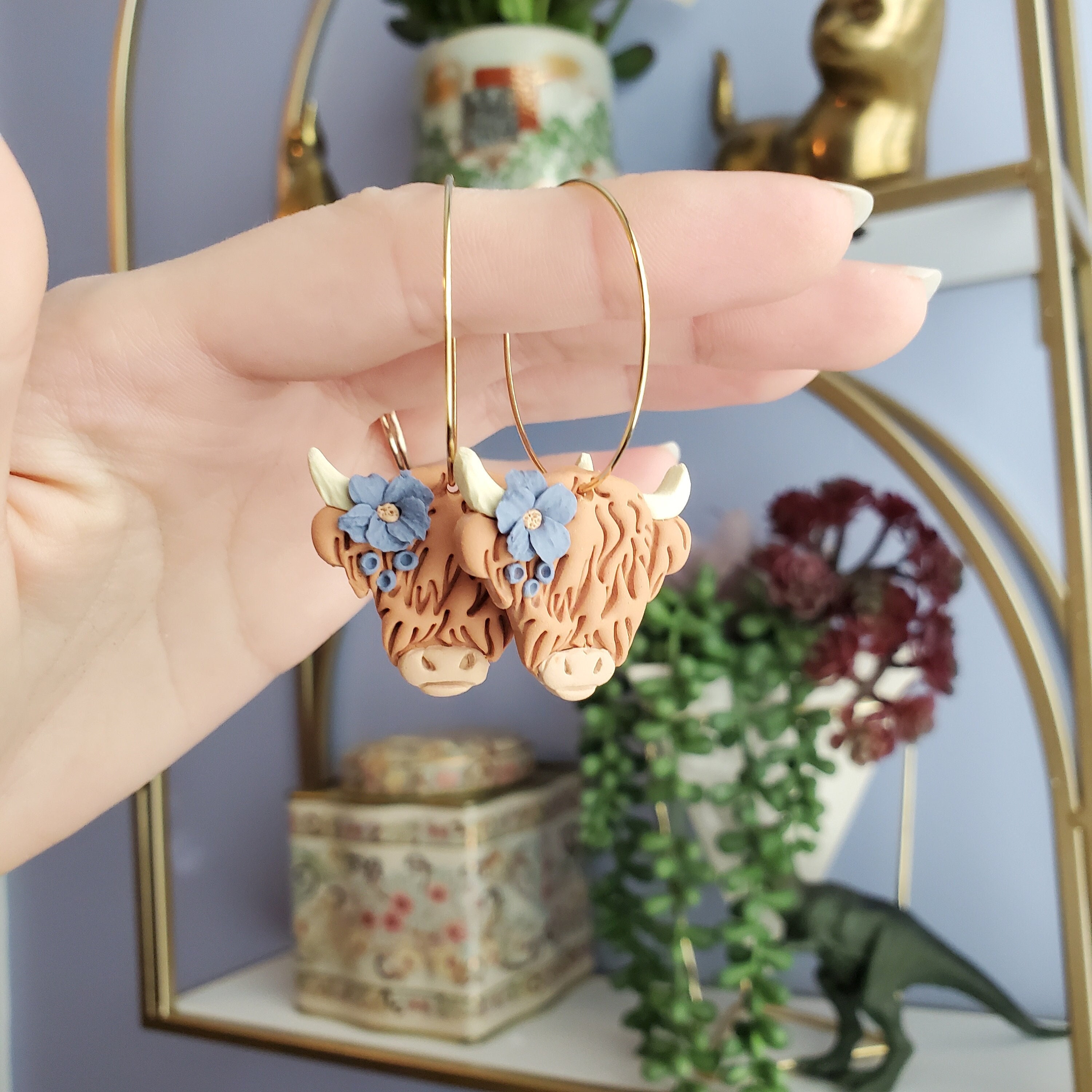 WEVENI Cute Highland Cow Earrings - Acrylic Dangle Country Western Jewelry For Women