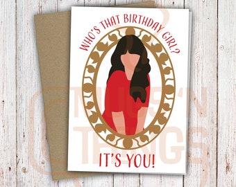Jessica Day Birthday Card, Who's That Girl, New Girl, TV Show, Digital Download