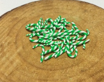 20 Pack of Miniature Handmade Green Candy Canes-Handmade Miniature Candy Canes-Dollhouse Miniatures-Christmas-OOAK