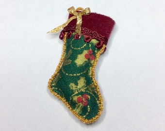 Miniature Stocking-Handmade Miniature Stocking-Dollhouse Miniatures-Christmas-OOAK