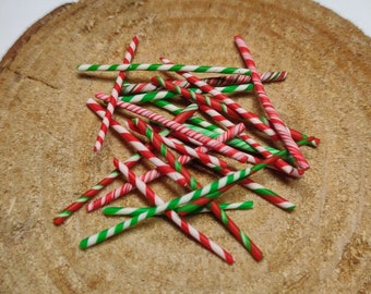 25 Pack of Assorted Miniature Handmade Peppermint Sticks-Handmade Miniature Candy Canes-Dollhouse Miniatures-Christmas-OOAK