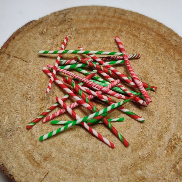 25 Pack of Assorted Miniature Handmade Peppermint Sticks-Handmade Miniature Candy Canes-Dollhouse Miniatures-Christmas-OOAK