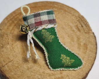 Miniature Stocking-Handmade Miniature Stocking-Dollhouse Miniatures-Christmas-OOAK