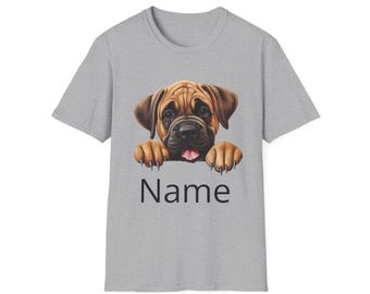Puppy Peekaboo T-Shirt | Cute Mastiff Puppy Face, Paw Print Illustration