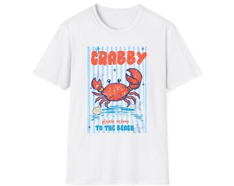 Crabby Red Crab Illustration T-Shirt | Beach Nautical Summer Tee