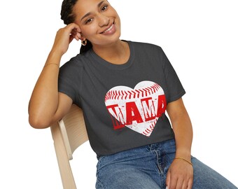 Baseball Heart MAMA T-Shirt | Sports Mom Tee, Baseball Mom Shirt