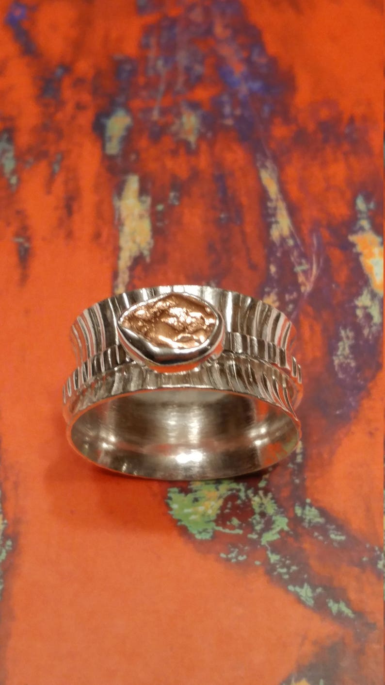 Fine Silver Raw Copper Spinner Ring