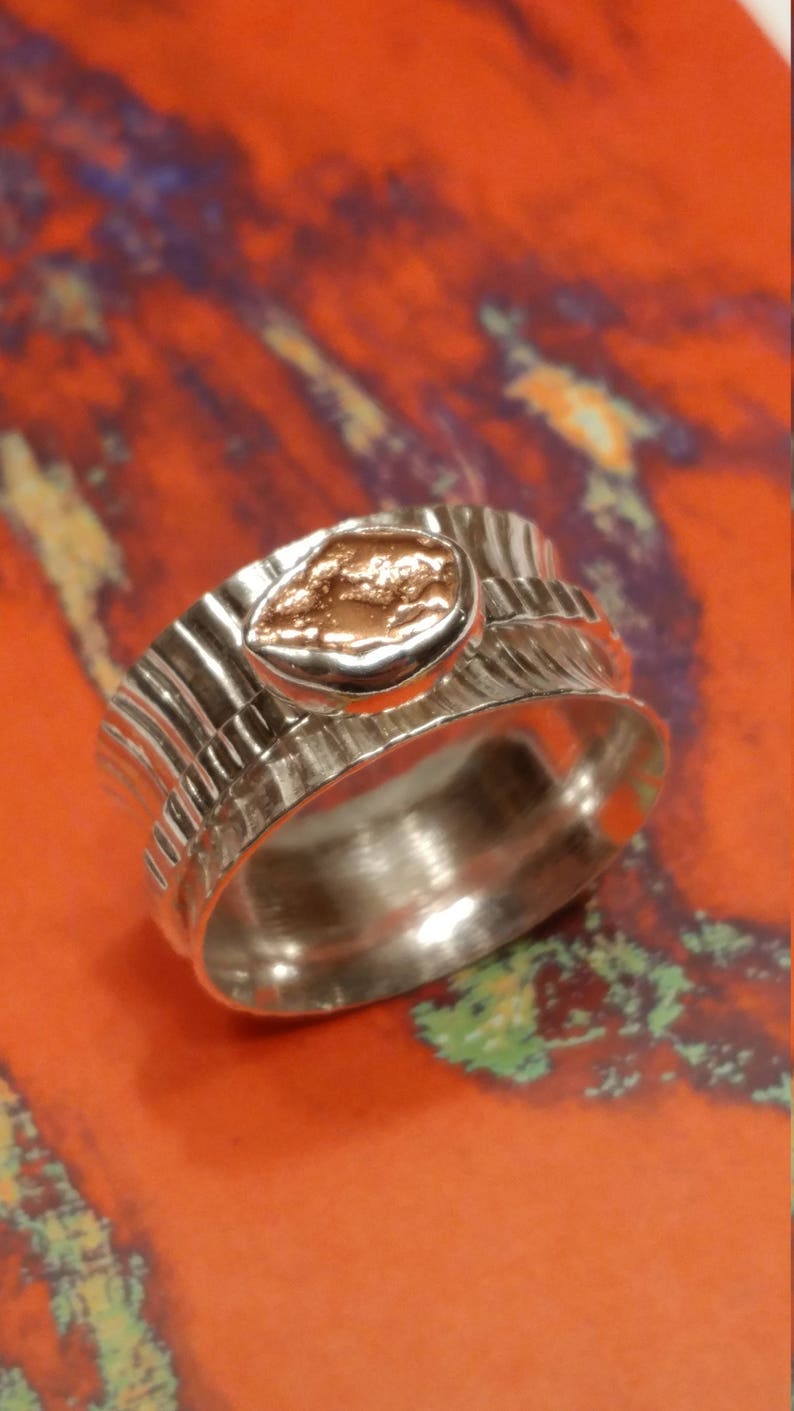 Fine Silver Raw Copper Spinner Ring