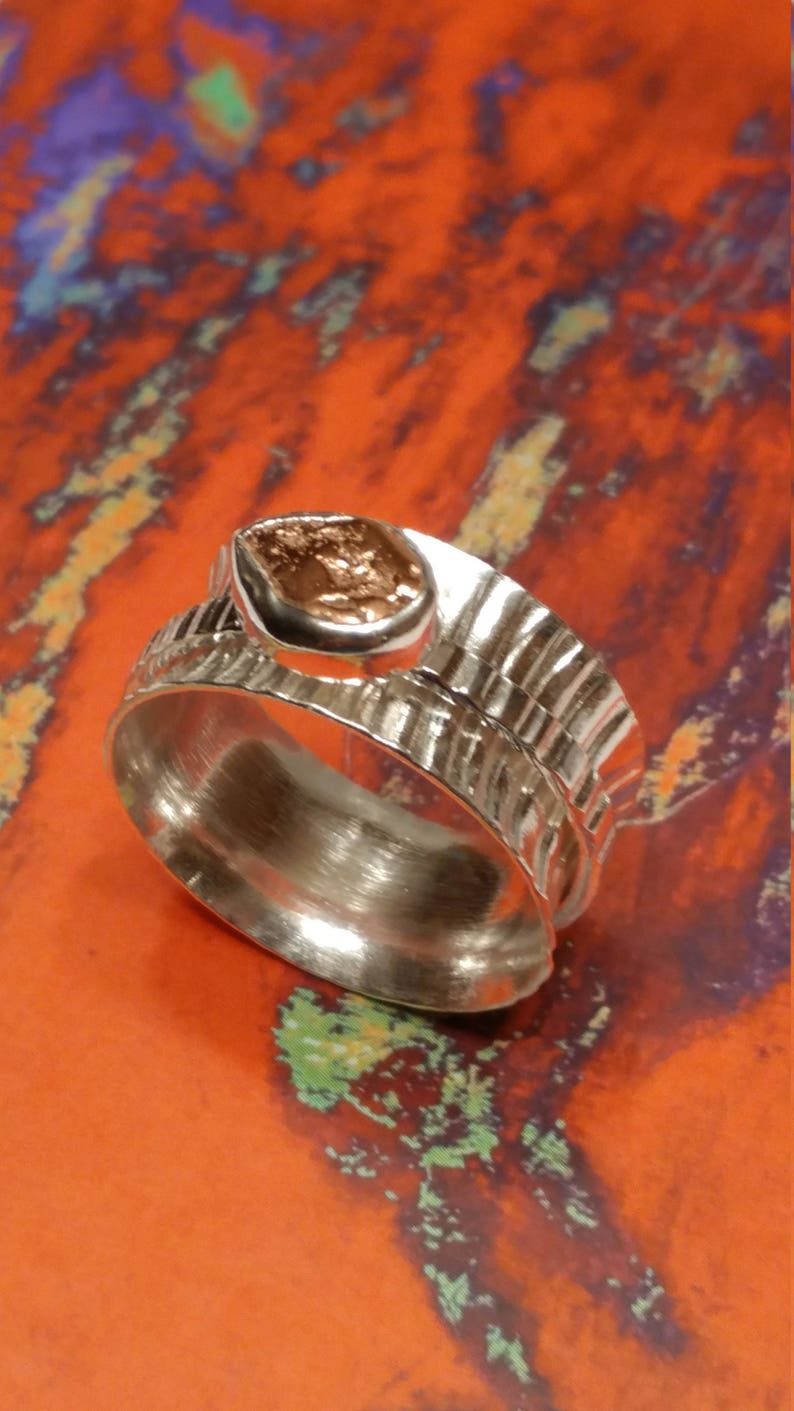 Fine Silver Raw Copper Spinner Ring