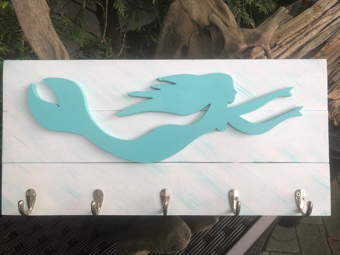 Mermaid Towel Rack, Coat Rack, Outdoor Shower, Jewelry, Beach, Key ...