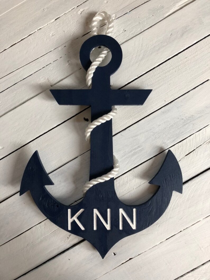 Anchor and Rope Reclaimed Pallet Wood Navy Anchor Wall Art Etsy