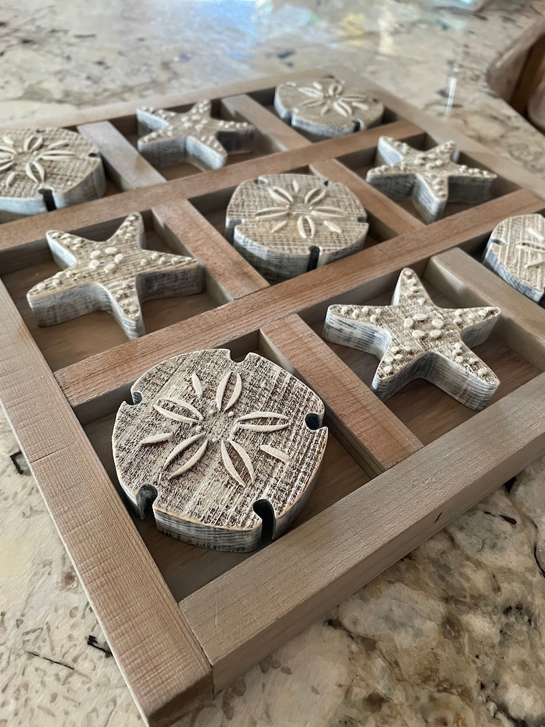 Tic Tac Toe Sea Shell Tic Tac Toe Coffee Table Decor Shabby - Etsy
