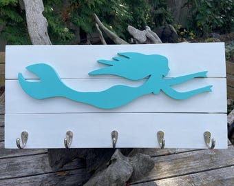 Mermaid Towel Rack, Coat Rack, Outdoor Shower,  Jewelry, Beach, Key, Ocean, Surf Decor