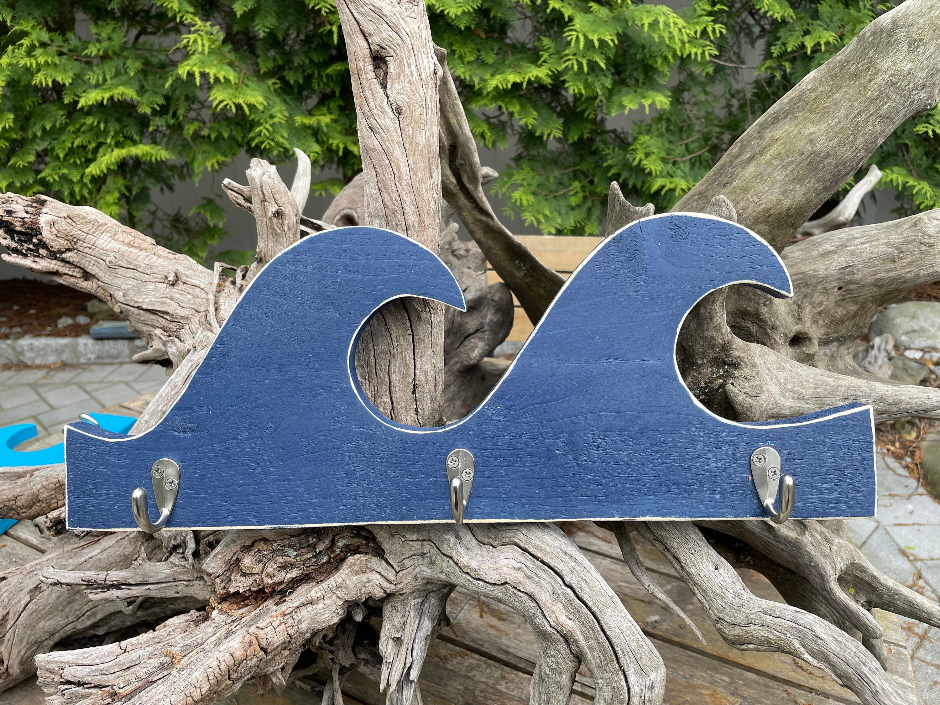 Wave Towel Rack: Reclaimed Wood Beach House Decor